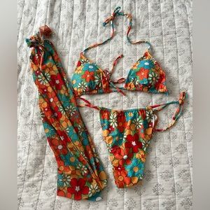 SOLY HUX Women's 3 Piece Swimsuits Triangle Bikini Set